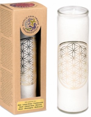 Geurkaars 'Flower of life', stearine, in glas