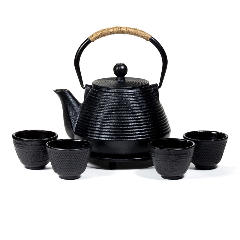 Theepot Tetsubin (gietijzer) 4 kopjes en onderzetter, liter - Winkel-planet