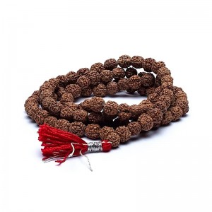 Mala rudraksha met 108 kralen en rood kwastje