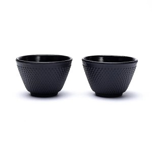 Theekopjes Japanse stijl, gietijzer, geëmailleerd, 4 stuks