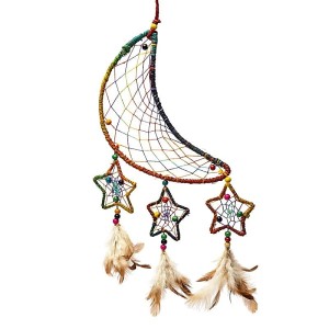 Dromenvanger, hennep, maan en sterren, meerkleurig, 50 x 20 cm