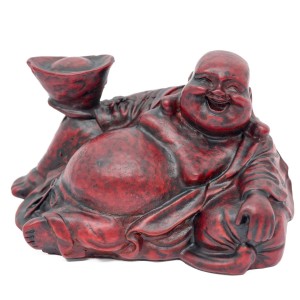 Lachende Boeddha, liggend, resin 