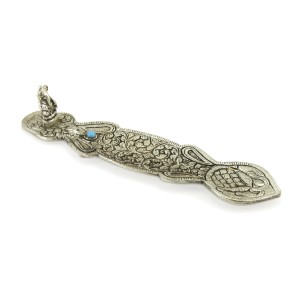 Wierookbrander 'Ganesh' met bladeren, metaal