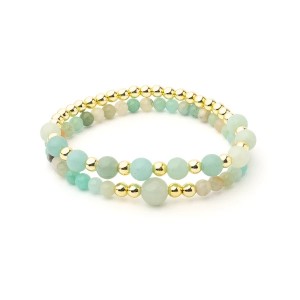 Armband van amazoniet en hematiet, set van 2 stuks